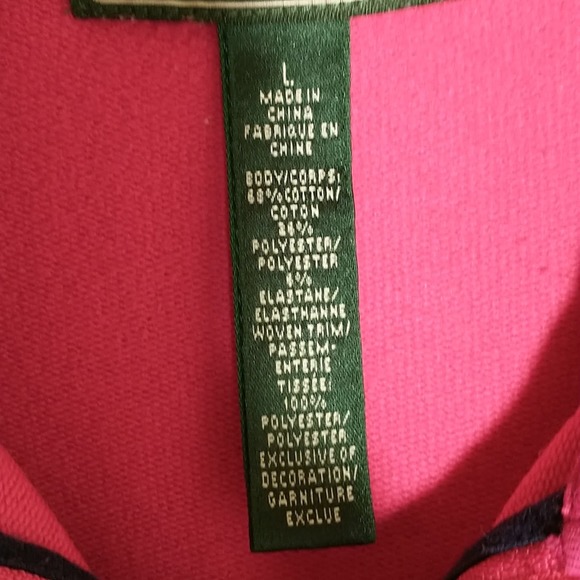 Lauren Ralph Lauren Athletic Jacket Wmn's Sz L Pink Full Zip Long Sleeve Pockets - Picture 3 of 10